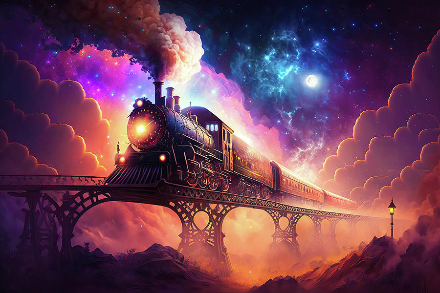Steampunk Galaxy Train 01 Digital Art by Matthias Hauser