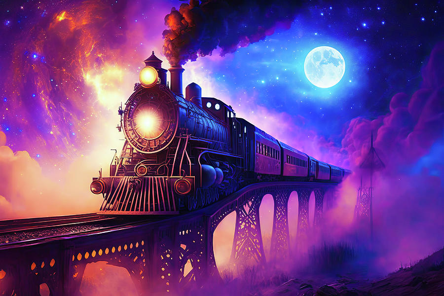 Steampunk Galaxy Train 02 Digital Art by Matthias Hauser