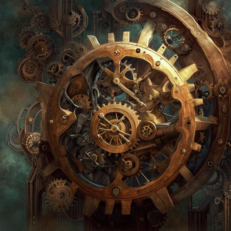 Steampunk Gear Mechanism Eternal Digital Art by Nathan Bowles - Fine ...