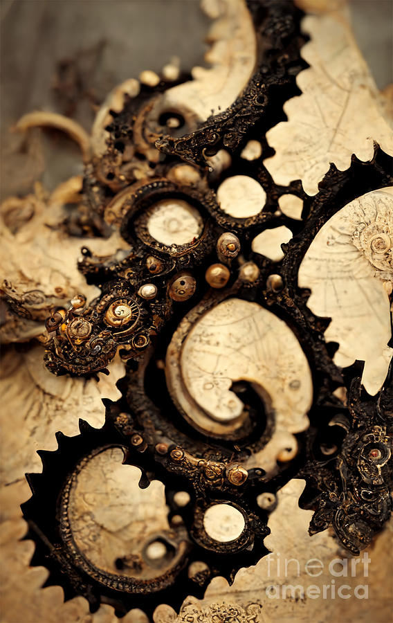 Steampunk Digital Art - Steampunk gears by Sabantha