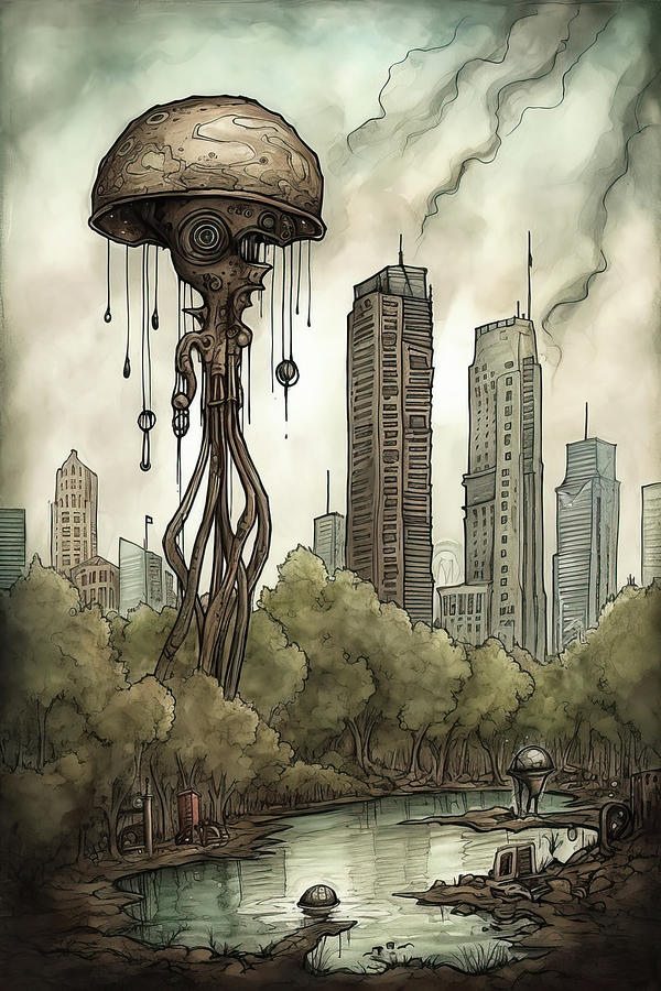 Steampunk Houston Skyline Digital Art by Erzebet S - Fine Art America