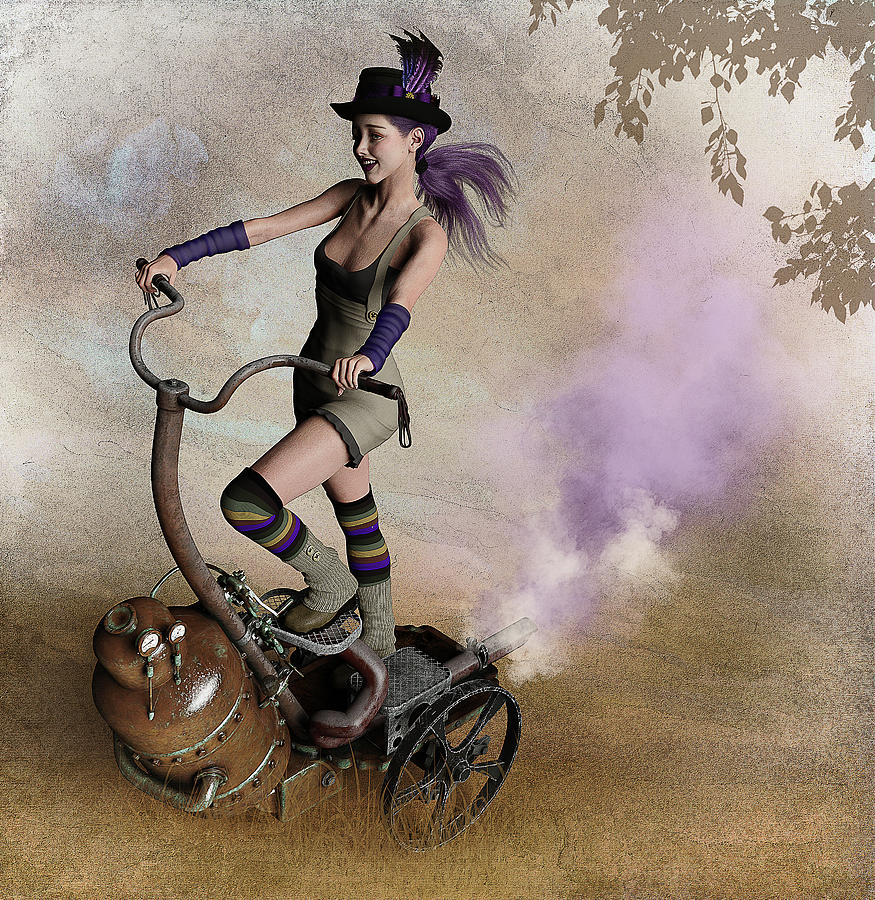 Steampunk Hoverboard Digital Art by Alisa Williams