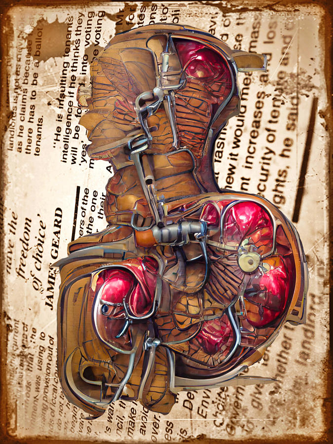 Steampunk Human Anatomy Mixed Media by Ann Leech