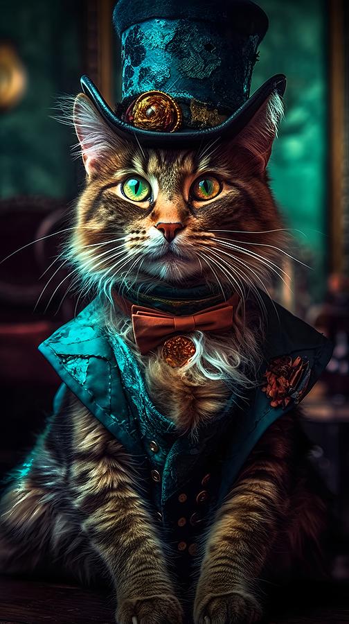 Steampunk Kitty Cat 9 Painting by Lilia D - Fine Art America