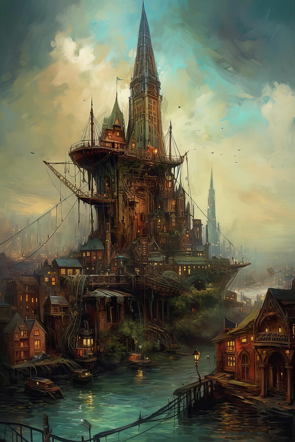 Steampunk London Skyline Digital Art by Erzebet S - Fine Art America