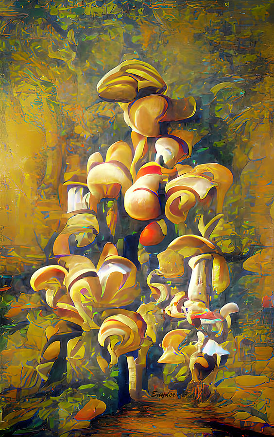 Steampunk Magic Mushrooms AI Digital Art by Floyd Snyder