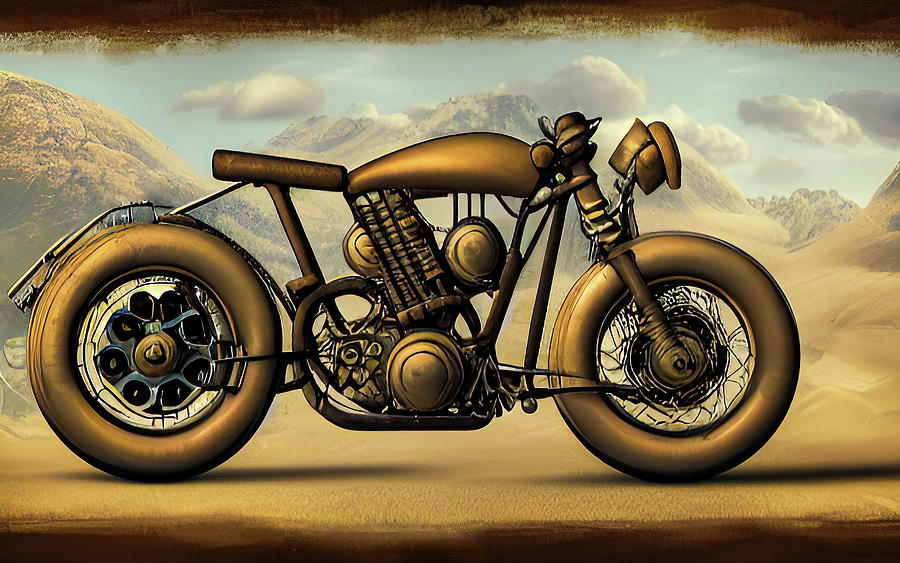 Vintage Digital Art - Steampunk Motorbike 01 by Matthias Hauser