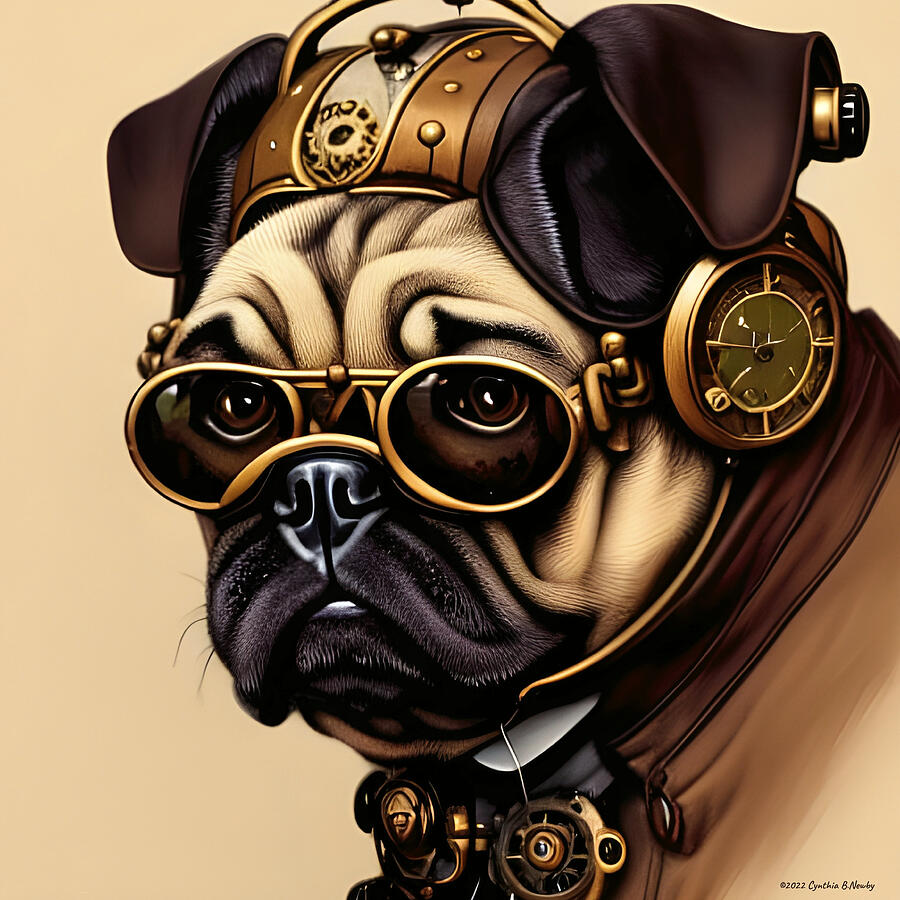 Steampunk Pug Digital Art