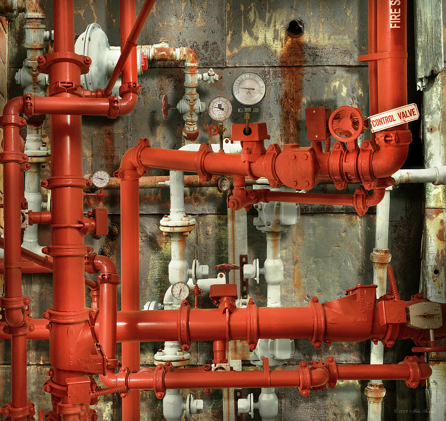 Steampunk - Red pipe headache Photograph by Mike Savad