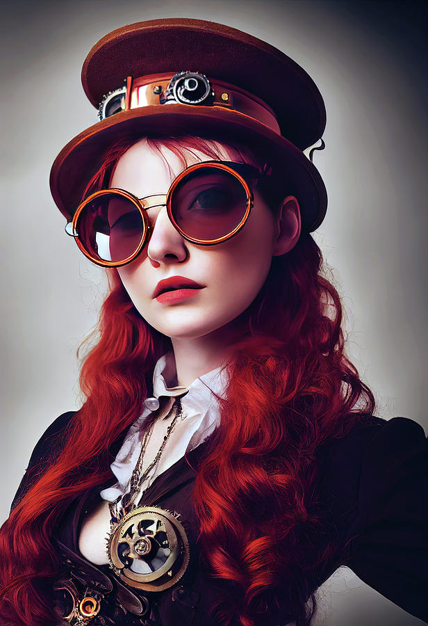 Steampunk Redhead 1 Digital Art By Ron Weathers Fine Art America