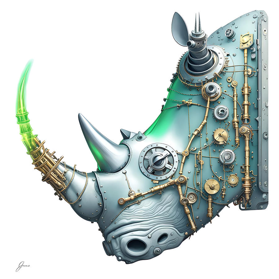 Steampunk rhinoceros Digital Art by Greg Joens