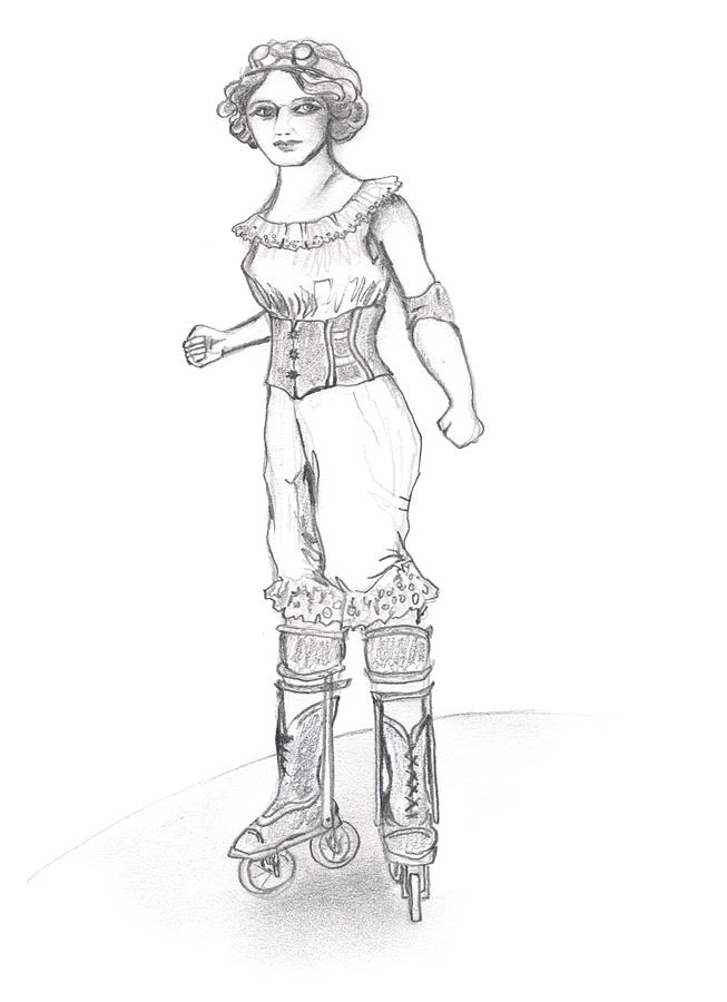 Steampunk Roller Girl Drawing