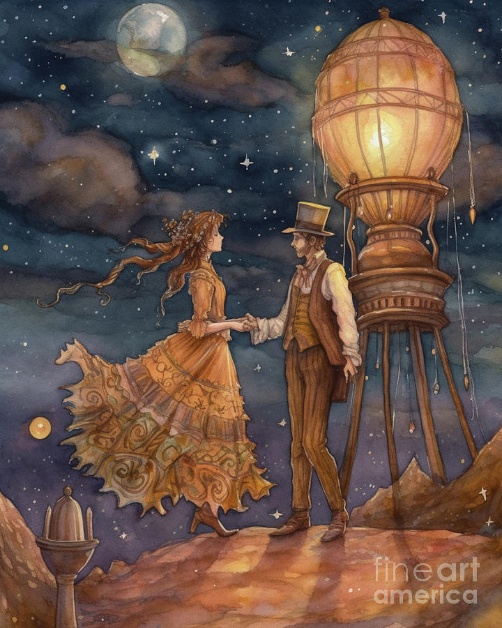 Steampunk Romance A Couples Enchanted Dance Digital Art By Robert