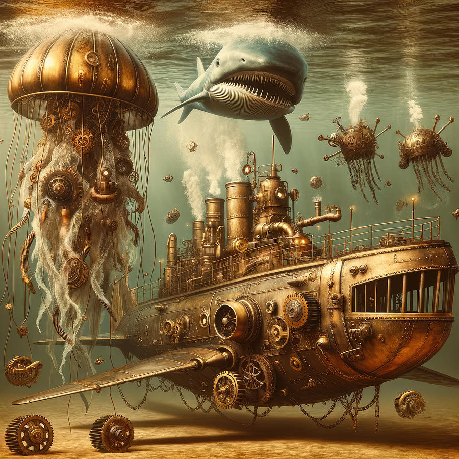 Steampunk Sea Life Painting by Fosin Gallery - Fine Art America