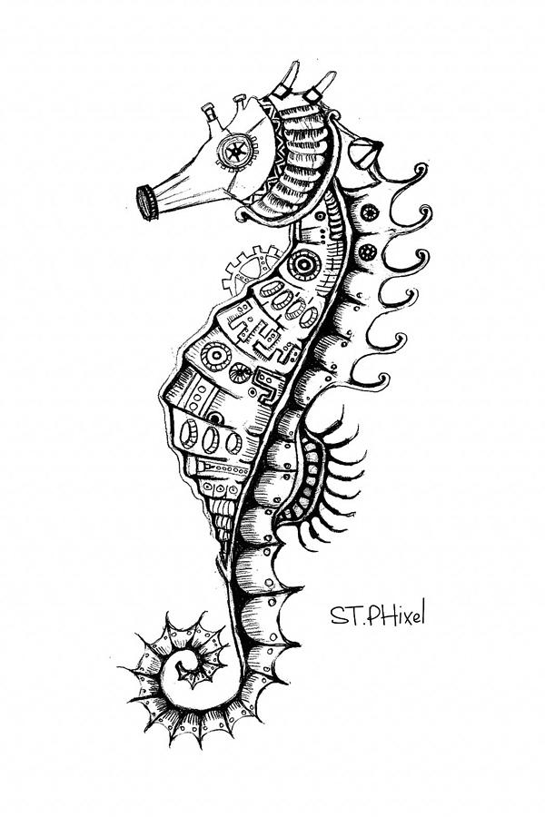 Steampunk Seahorse Digital Art By St Phixel Fine Art America