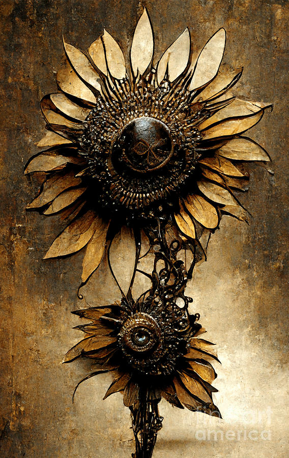 Steampunk Sunflower Digital Art