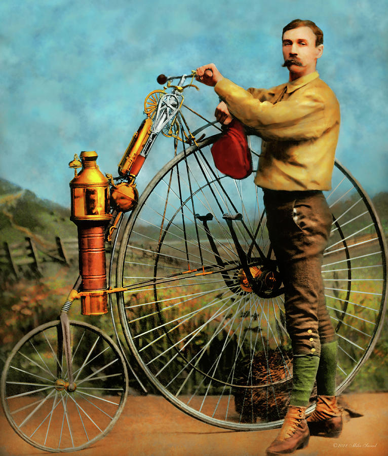 Steampunk - The Steampowered Bicycle 1884 Photograph by Mike Savad