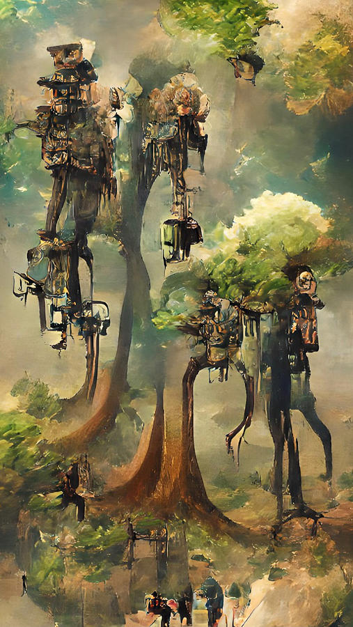 Steampunk Tree Digital Art by Vennie Kocsis | Pixels