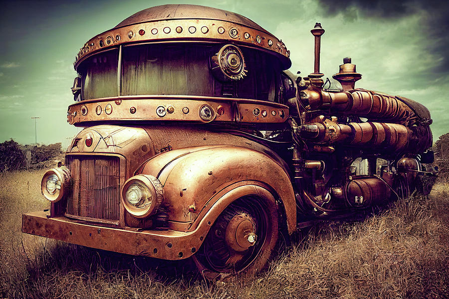 Steampunk Truck 02 Digital Art by Matthias Hauser