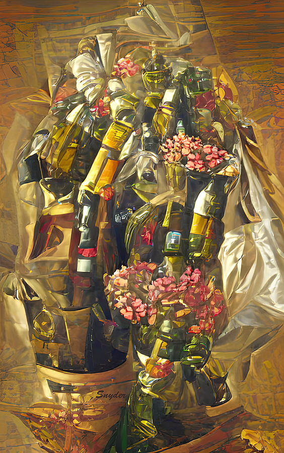 Steampunk Wine and Roses Gift Basket AI  Digital Art by Floyd Snyder