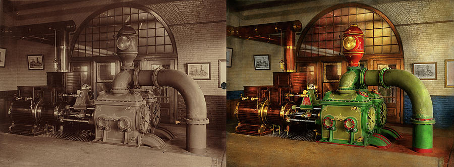 Steampunk - Worthington duplex steam pump 1880 - Side by Side Photograph by Mike Savad
