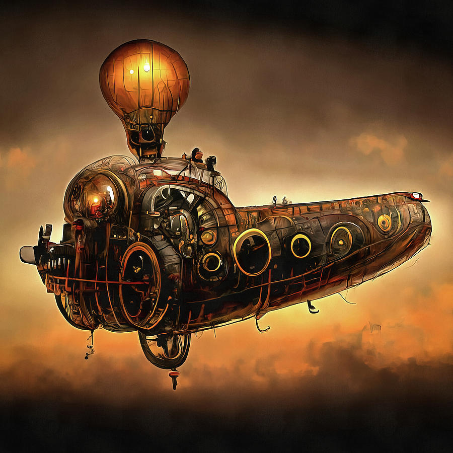 Steampunk Zeppelin 01 Digital Art by Matthias Hauser