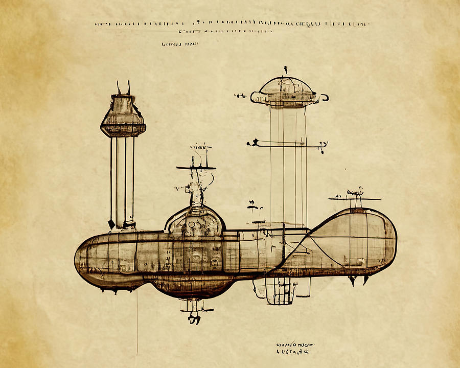 Steampunk Zeppelin Vintage Patent 01 Digital Art by Matthias Hauser