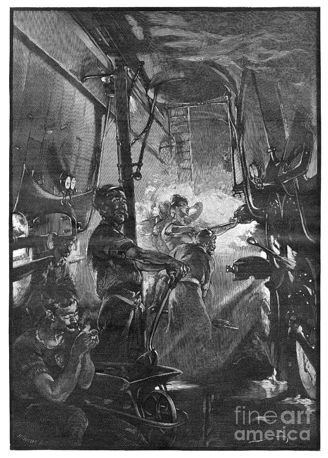 Steamship Boiler Room, 1885 Drawing by Walter Shirlaw