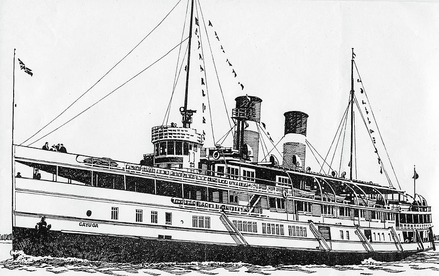 Steamship Cayuga Drawing by Richard De Wolfe
