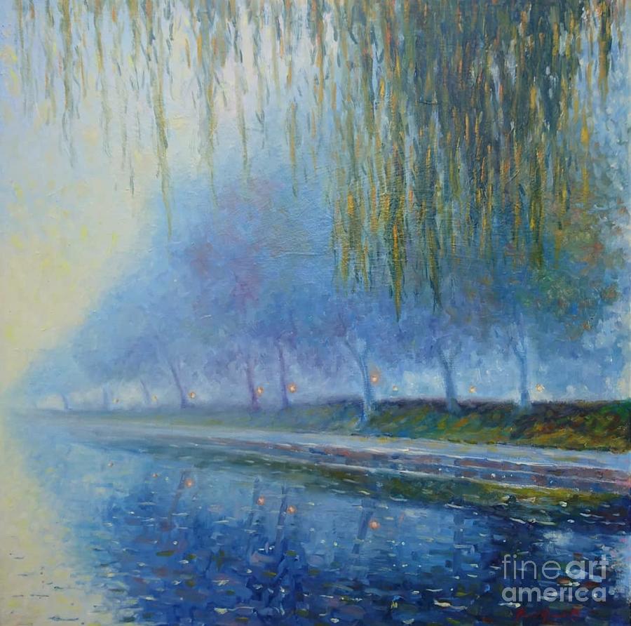 Steamy day on the canal Hythe, Kent  Painting by Farid Aouni
