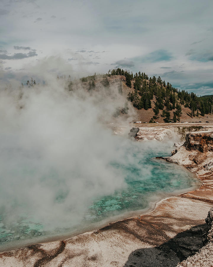 Yellowstone National Park Photograph - Steamy Excelsior Geyser Crater by Bella B Photography