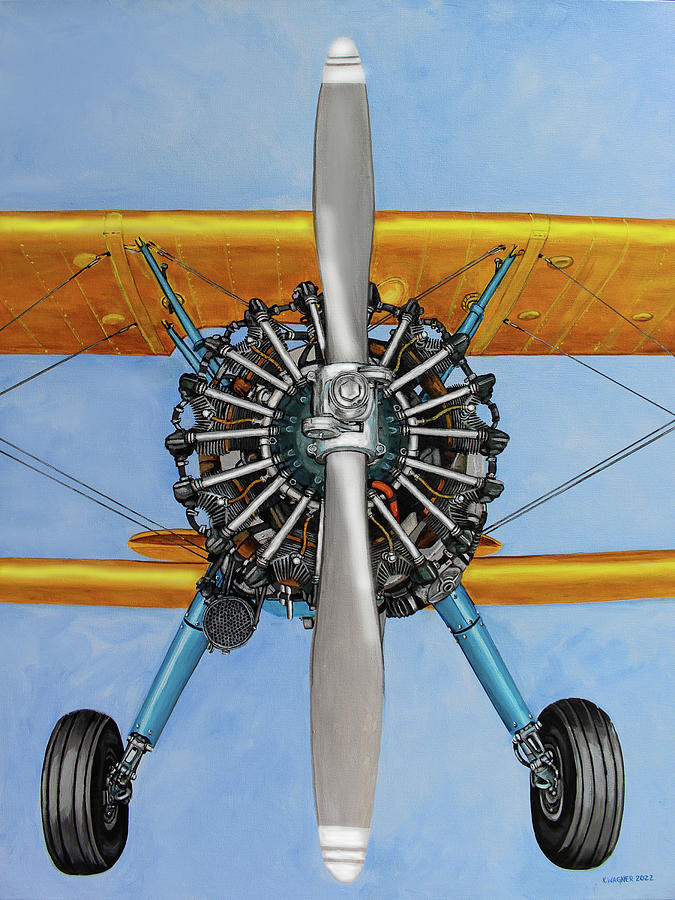 Stearman Biplane with Pratt and Whitney 985 Painting by Karl Wagner