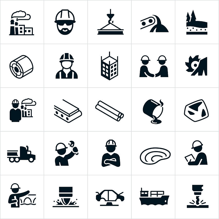 Steel Industry Icons Drawing by Appleuzr