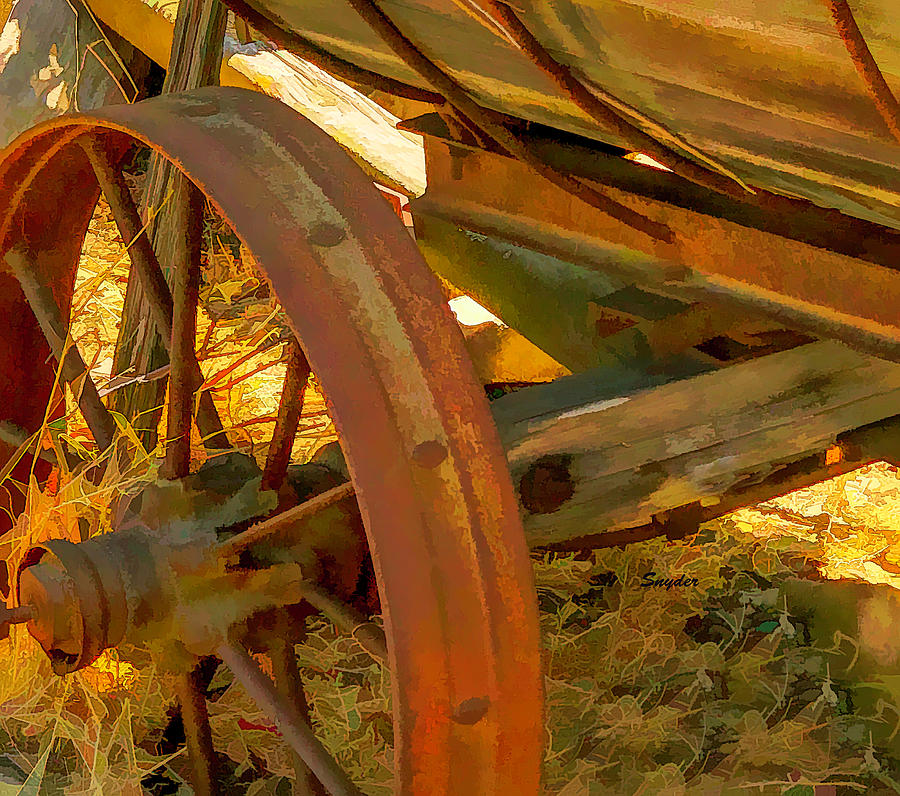 Steel Tire on an Old Wood Wagon Digital Art by Floyd Snyder