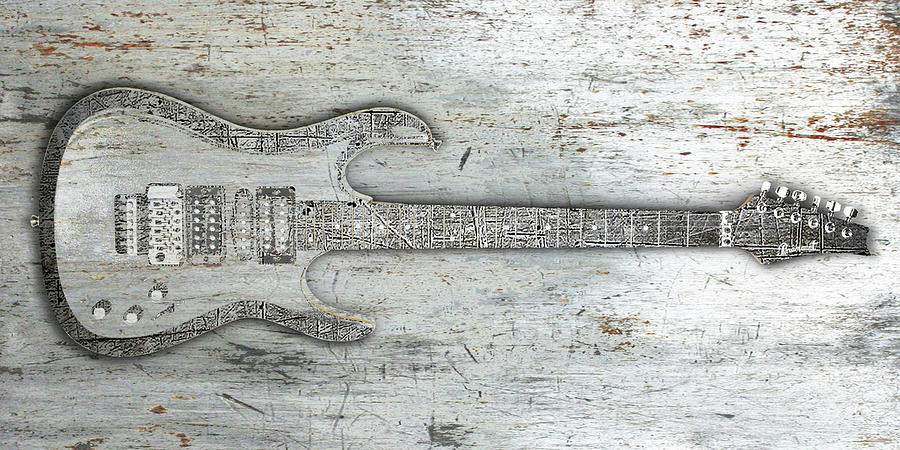 Steel Guitar Electric Metal Metallic Horizontal Painting by Tony Rubino