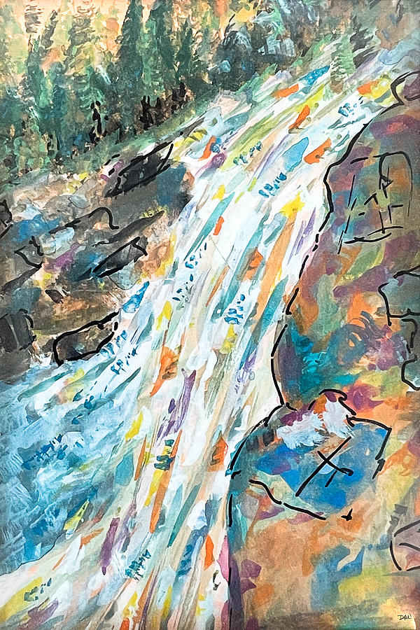 Steep Waterfall Painting by Dawn Richerson - Pixels