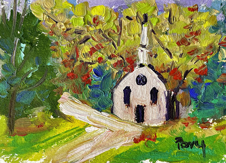 Steeple in the Mountains Painting by Roxy Rich