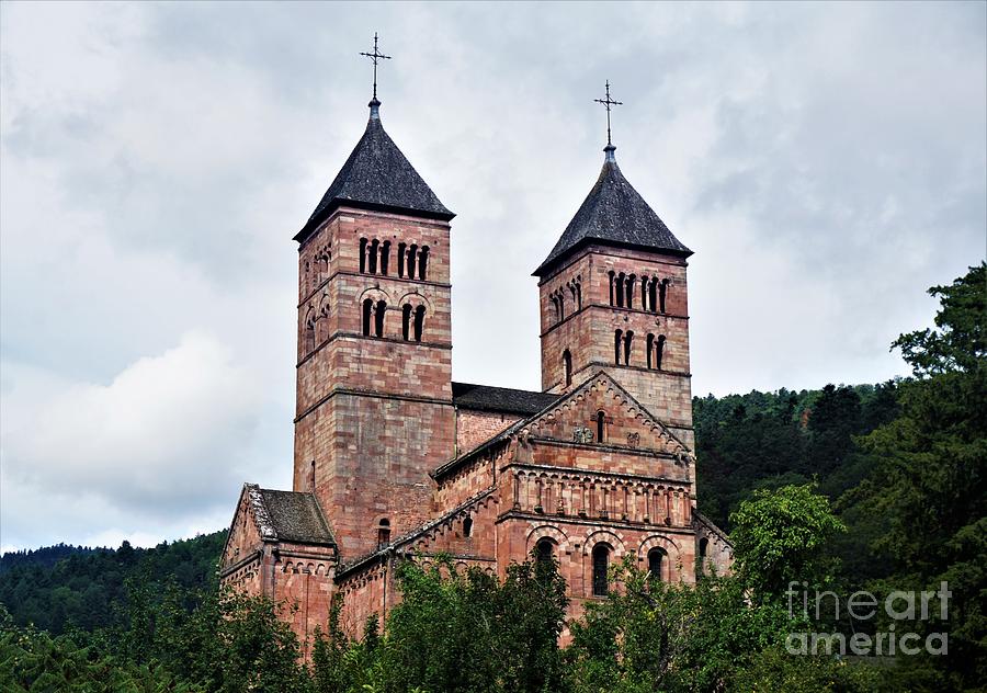 Steeples Of Murbach Abbey Looming Out Of The Forest In The Vosges Photograph