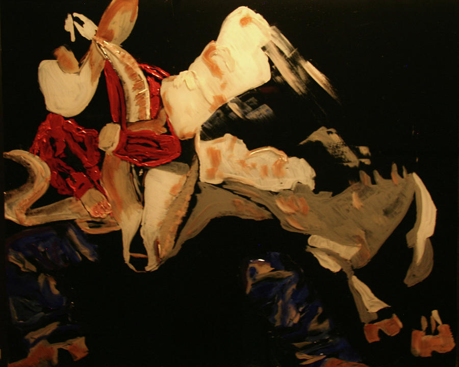 Steer Wrestler Painting by Marilyn Quigley