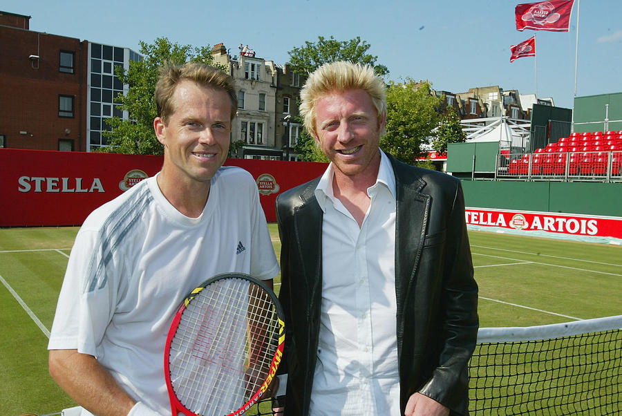 Stefan Edberg of Sweden(L) and Boris Becker of Germany Photograph by Phil Cole