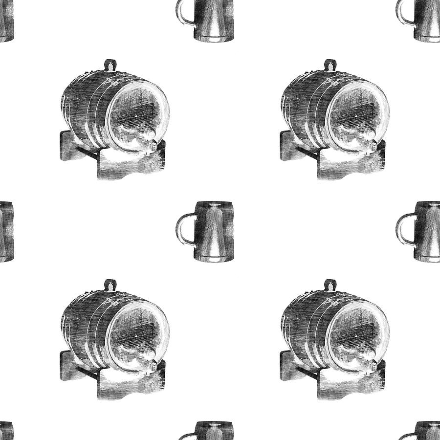 Stein And Growler Repeating Pattern Black On White Photograph