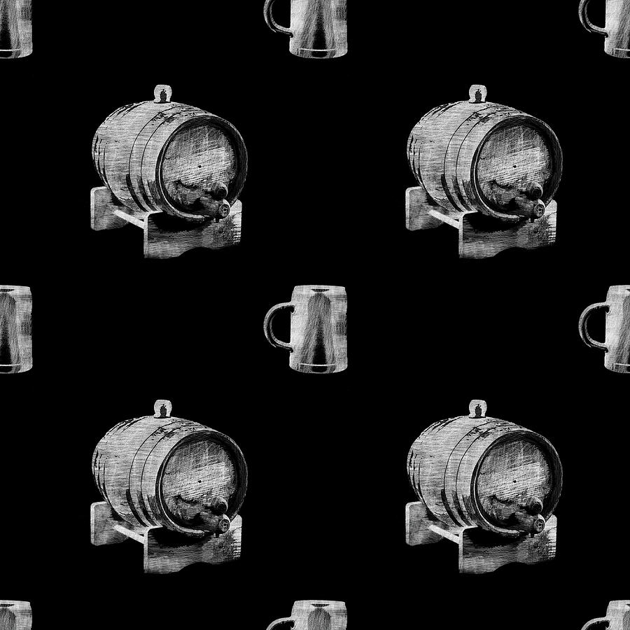 Stein And Growler Repeating Pattern White On Black Photograph
