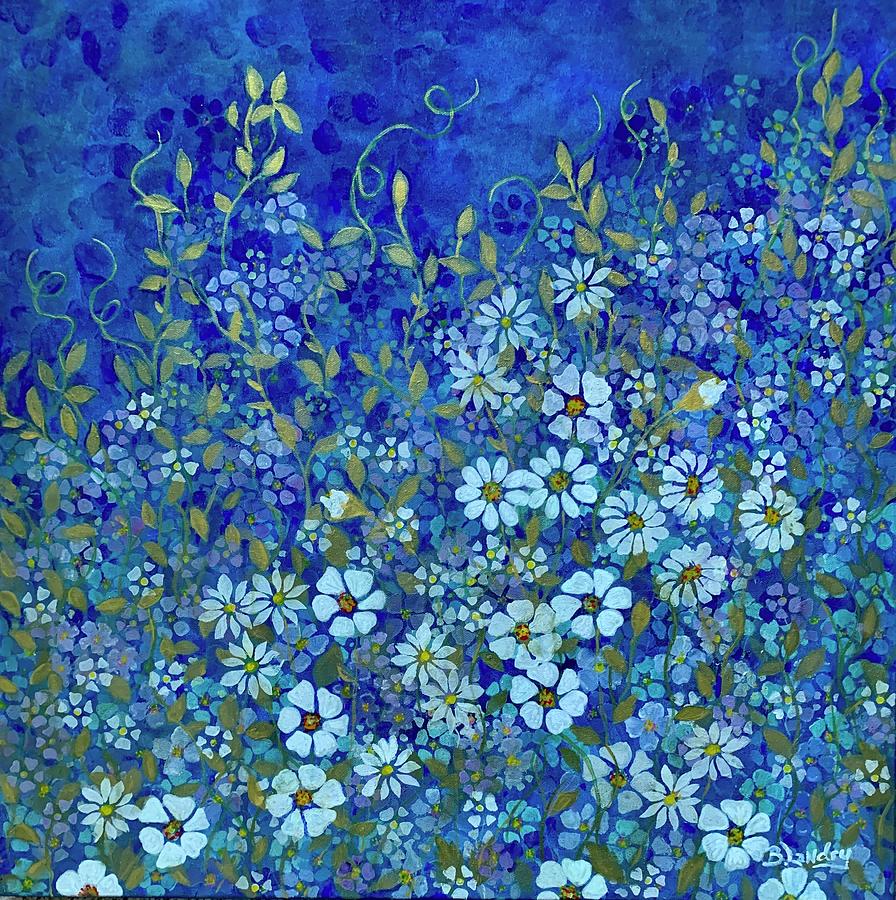 Stencil Me  Blue Painting by Barbara Landry
