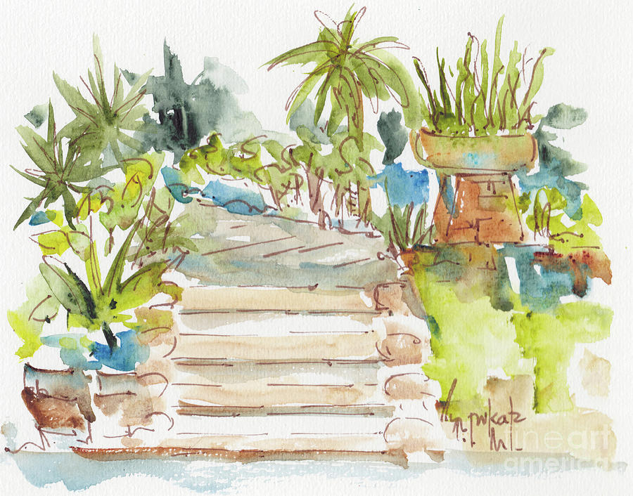 Step Into The Garden - Grand Park Royal Cozumel Painting by Pat Katz