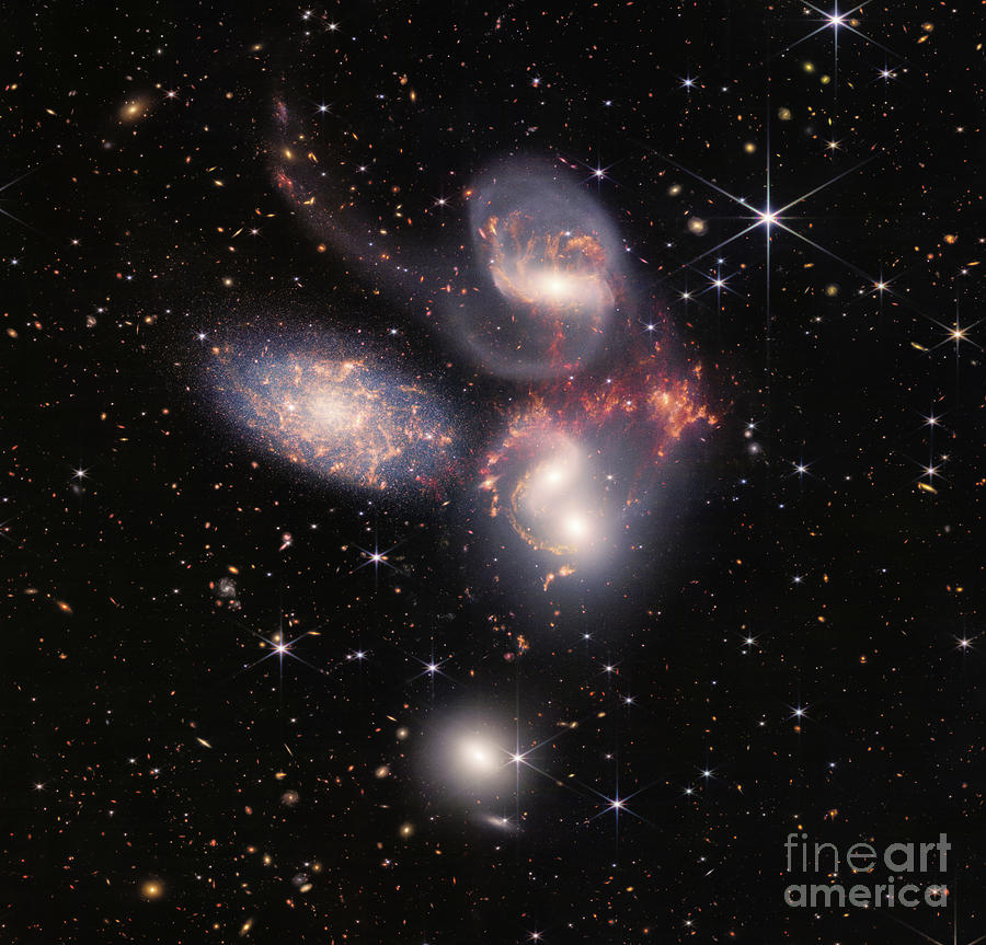 Stephans Quintet James Webb Space Telescope Image Photograph by NASA ESA CSA and STScI