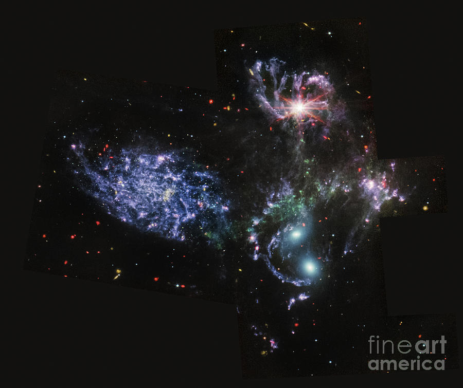 Stephans Quintet MIRI Image James Webb Space Telescope Photograph by Nasa