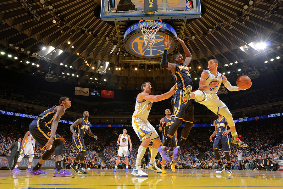 Stephen Curry and Roy Hibbert Photograph by Rocky Widner Stephen Curry and Roy Hibbert Photograph by Rocky Widner