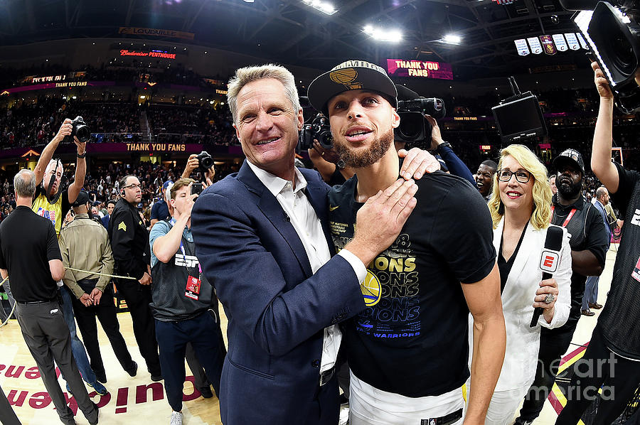 Stephen Curry and Steve Kerr Photograph by Andrew D. Bernstein