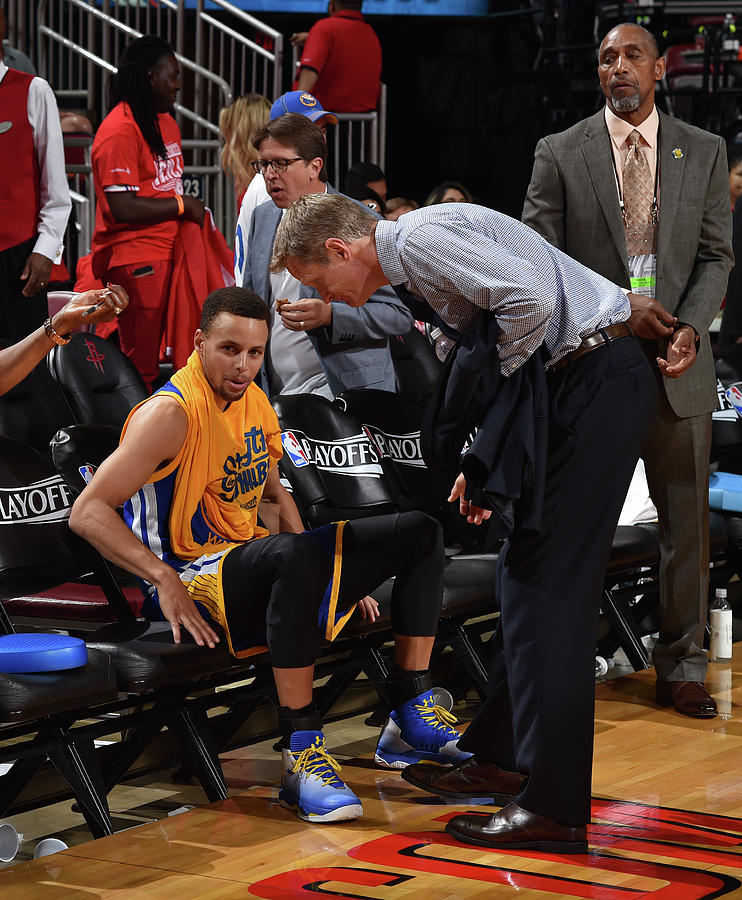 Stephen Curry and Steve Kerr Photograph by Bill Baptist