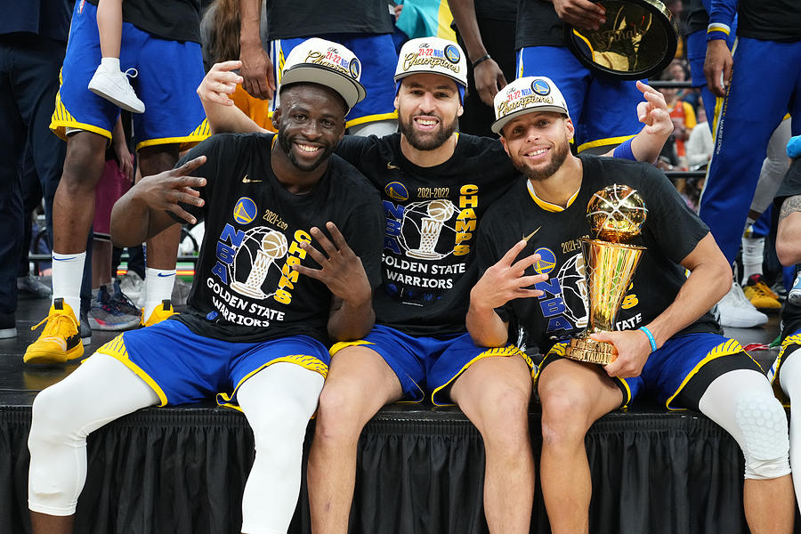 Stephen Curry, Draymond Green, and Klay Thompson Photograph by Jesse D. Garrabrant
